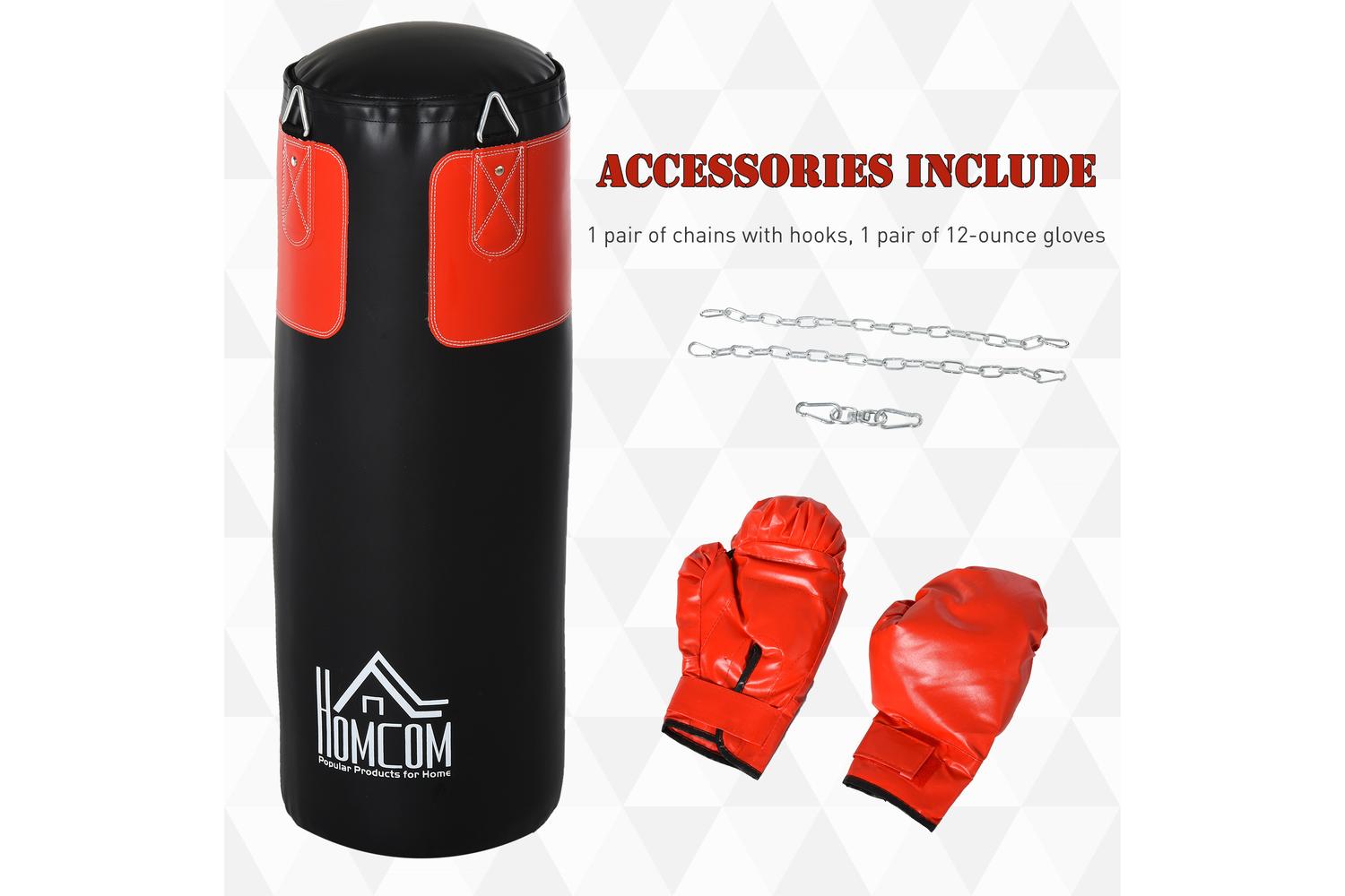 Homcom A91-101 Boxing Punch Bag with Hanging Chain | Black-3