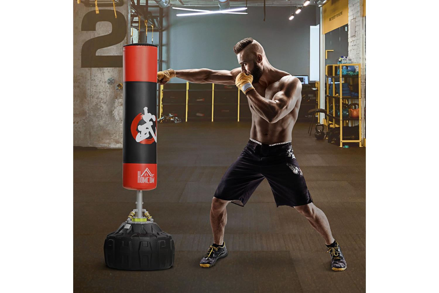 Homcom A91-110 Freestanding Boxing Punch Stand | Black/Red