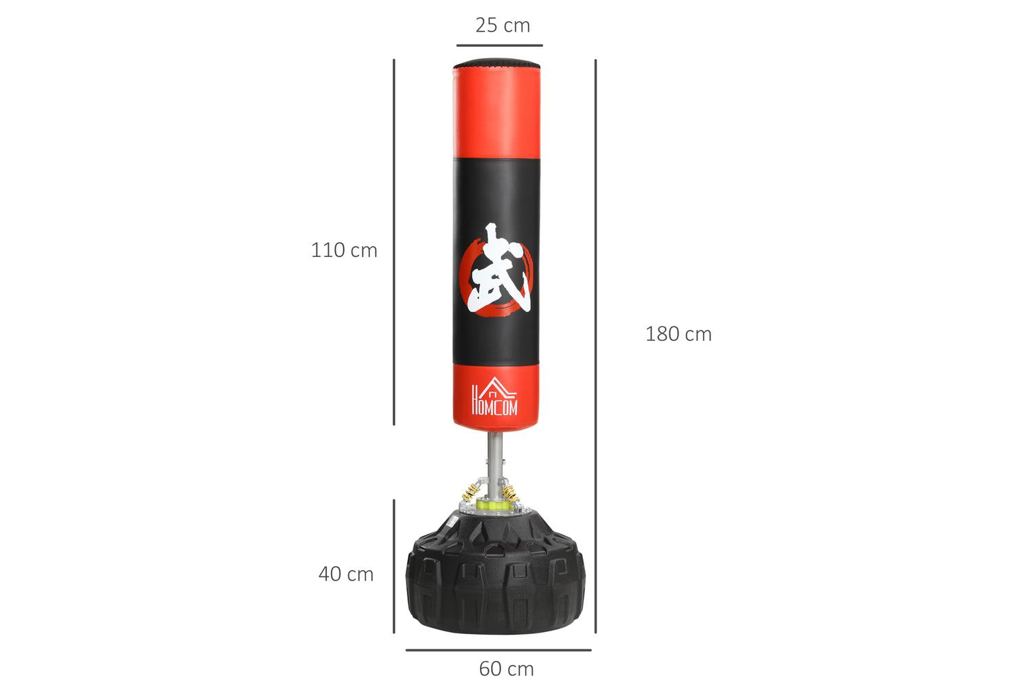 Homcom A91-110 Freestanding Boxing Punch Stand | Black/Red-2