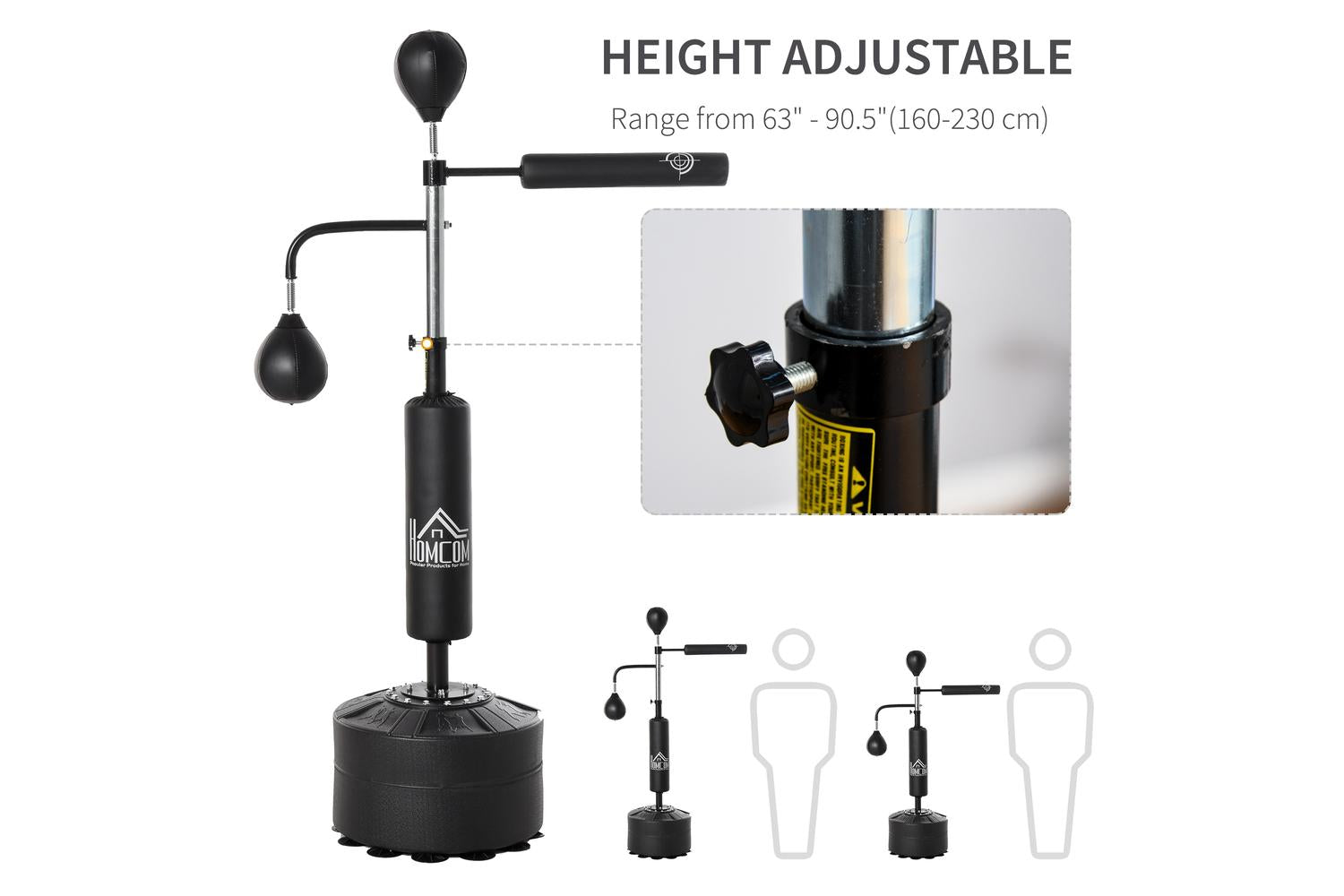 Homcom A91-120 Punching Bag with Stand Heavy Duty Boxing Set | Black-3