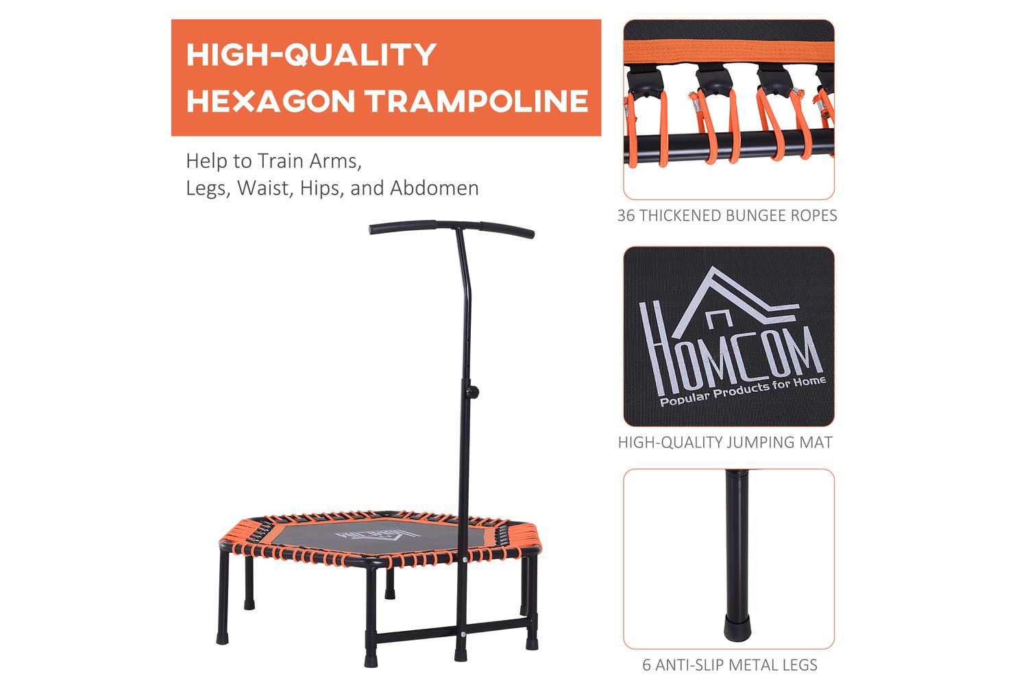 Homcom A93-037 Fitness Mini Trampoline | Black/Orange-5