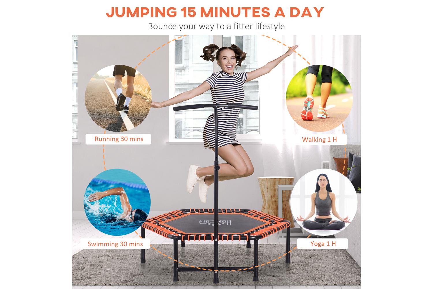 Homcom A93-037 Fitness Mini Trampoline | Black/Orange-7