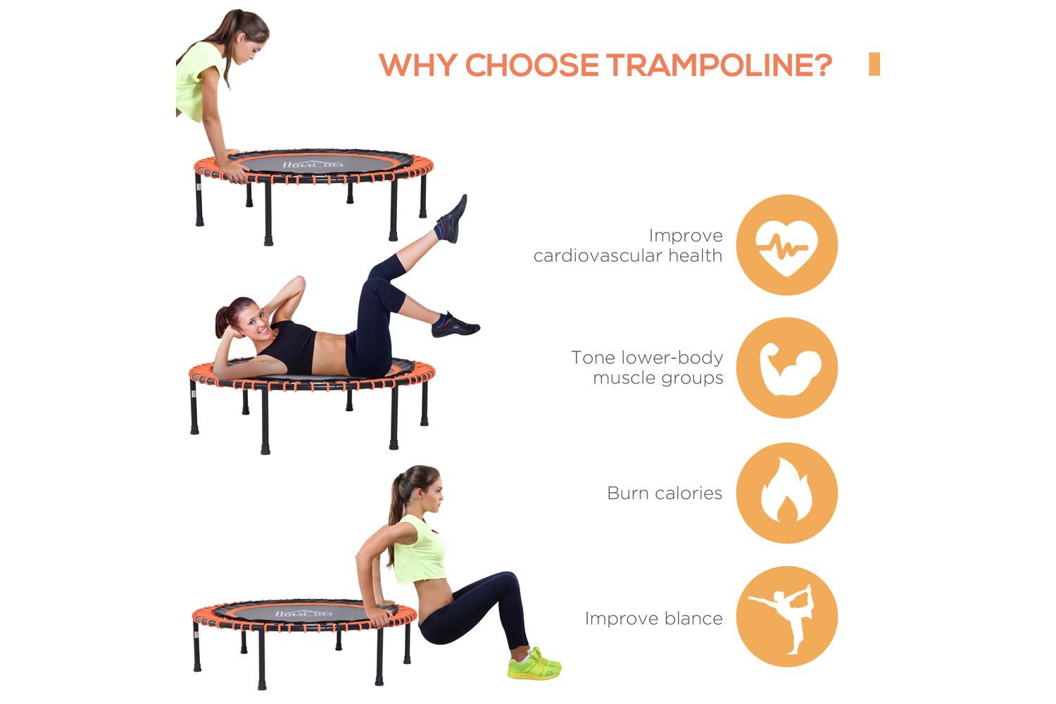 Homcom A93-038 Mini Trampoline | Black/Orange-6