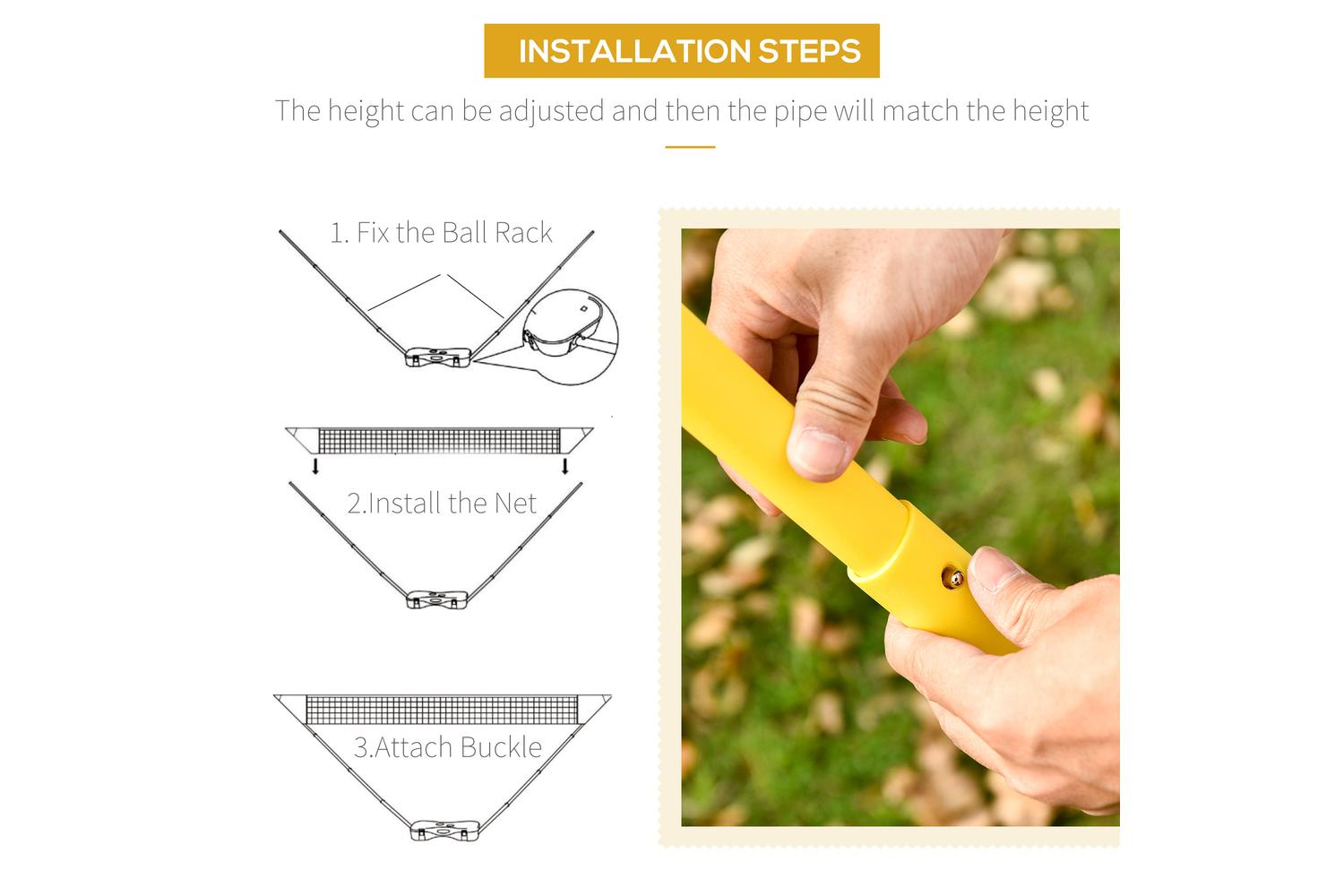 Homcom A95-006 Plastic Portable Badminton Net | Blue/Yellow-4