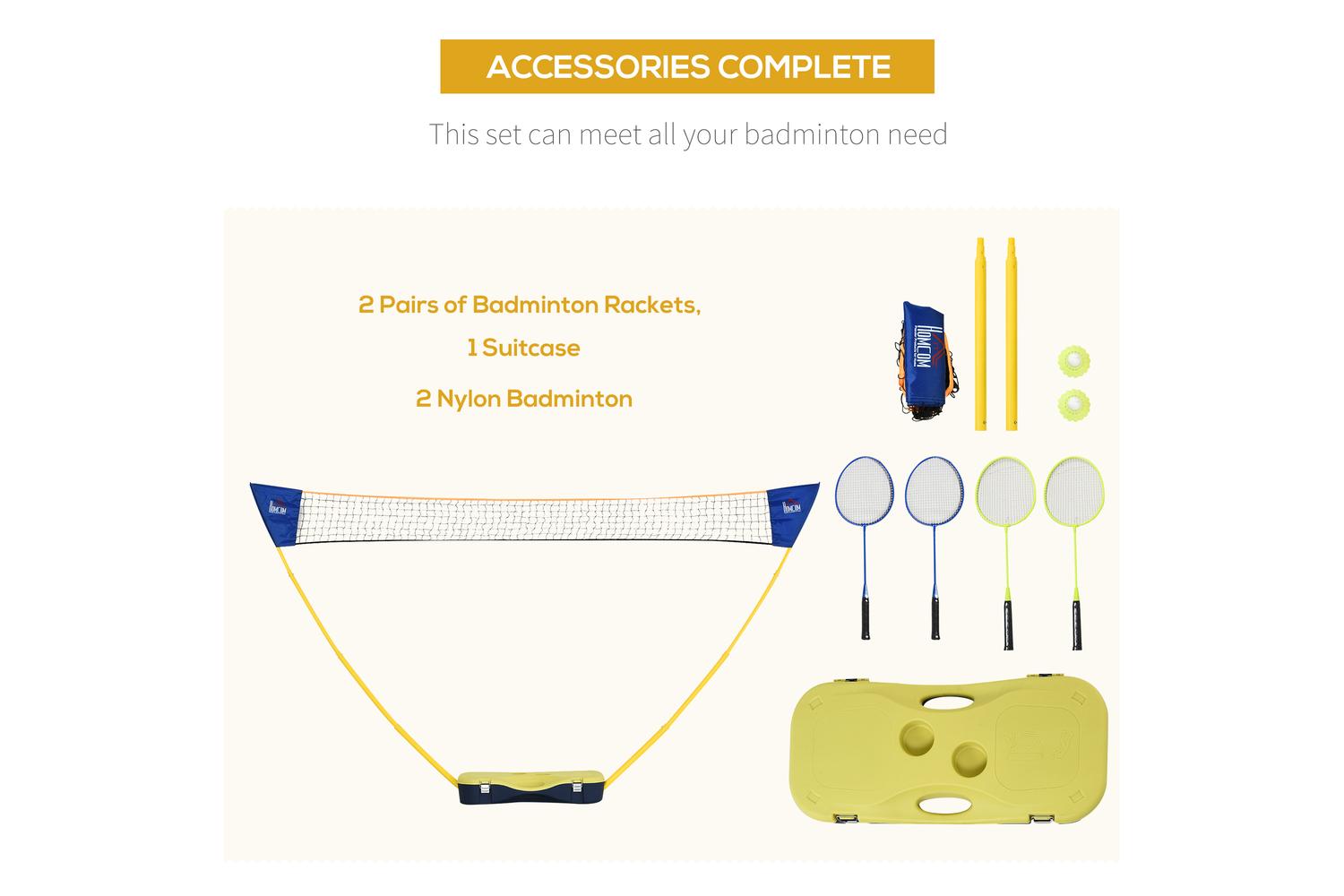 Homcom A95-006 Plastic Portable Badminton Net | Blue/Yellow-6