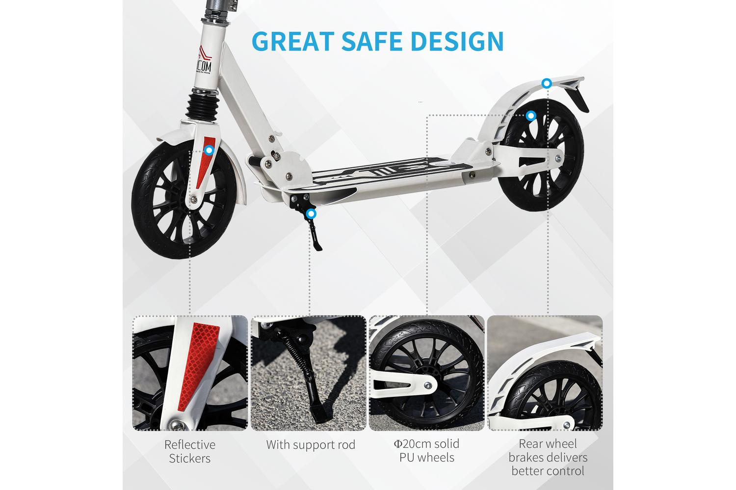 Homcom AA1-084 Height Adjustable Kick Scooter | White-6
