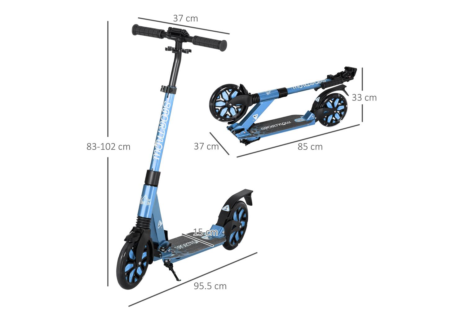 Homcom AA1-103V00BU Adult Kick Scooter | Blue-2