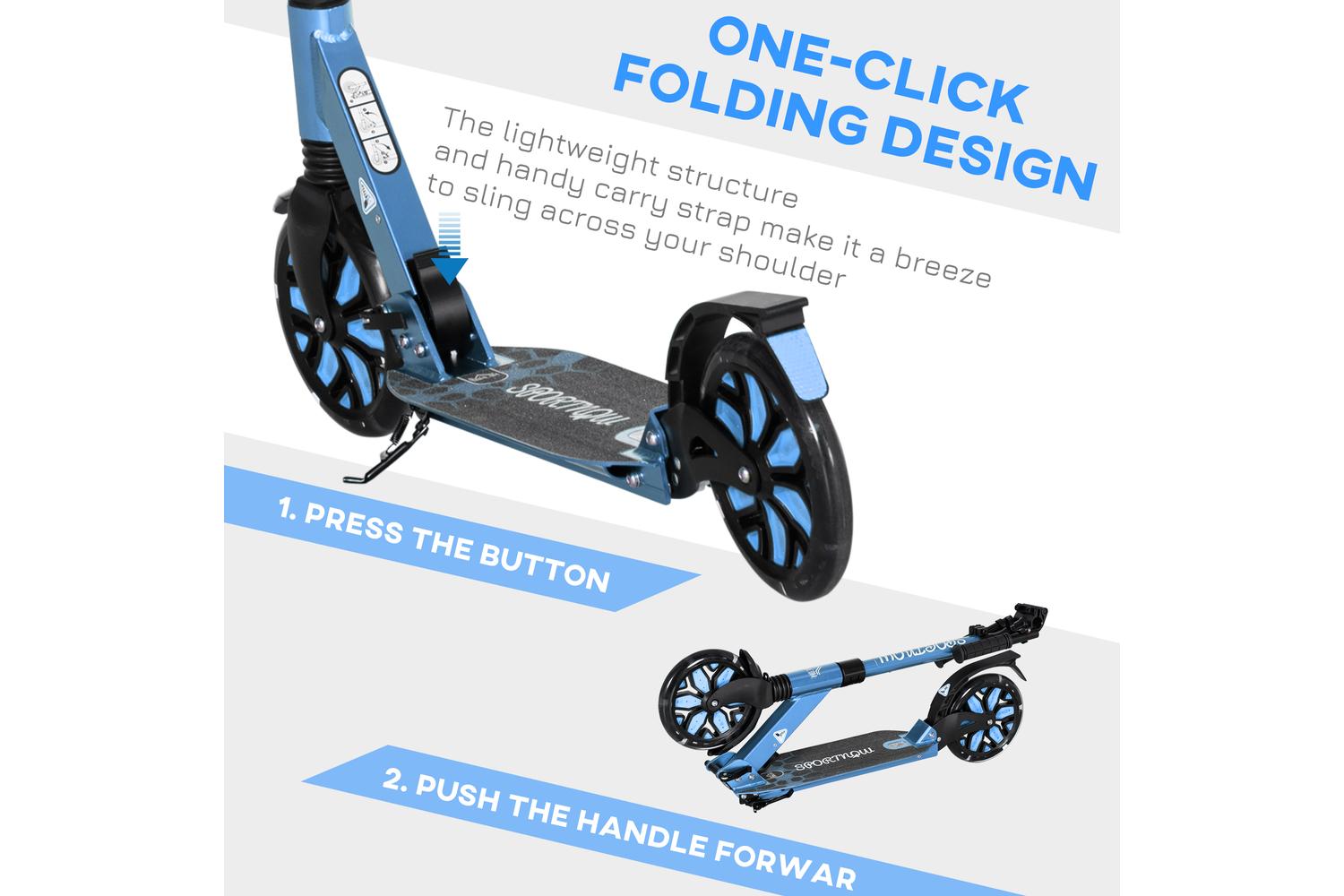 Homcom AA1-103V00BU Adult Kick Scooter | Blue-4