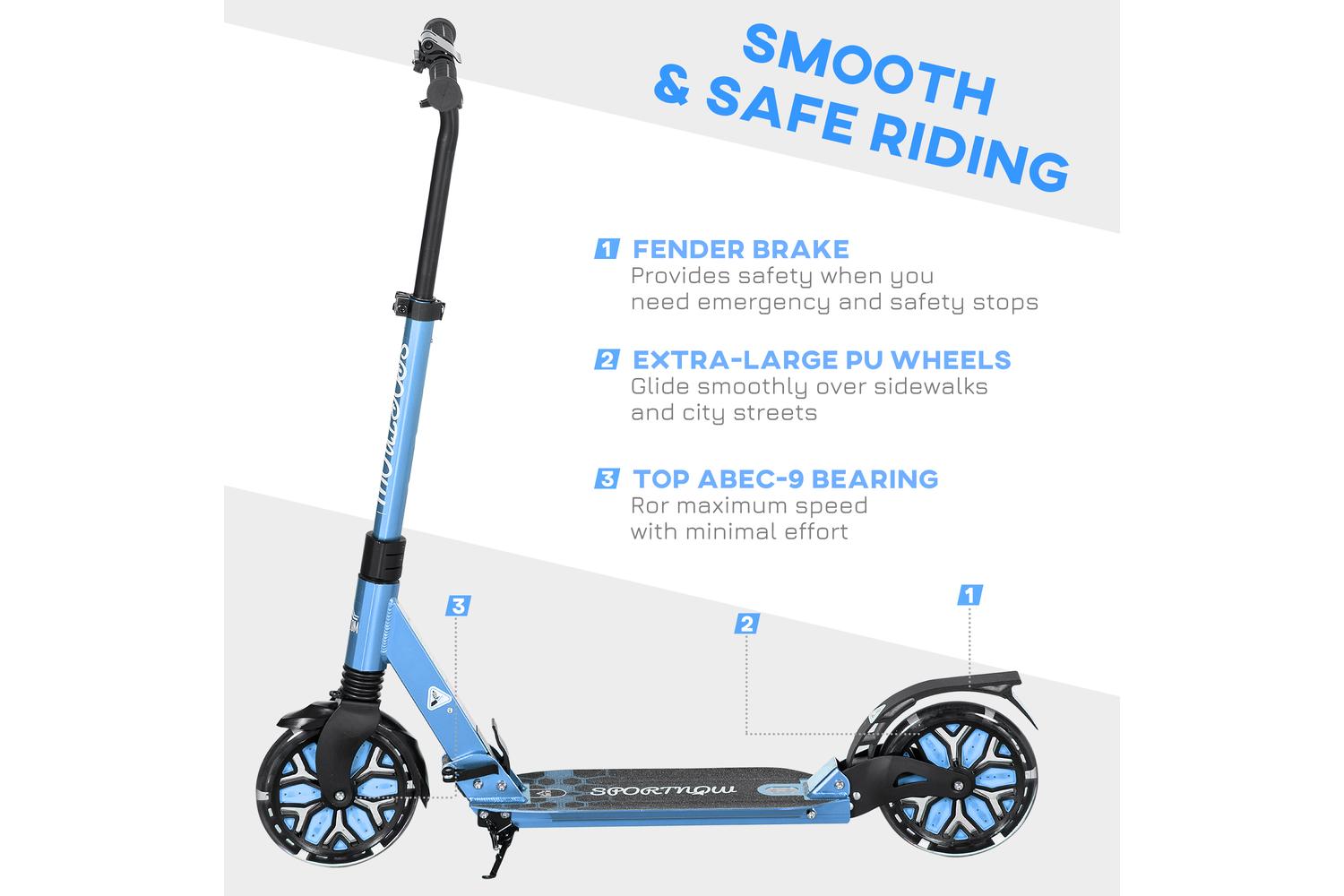 Homcom AA1-103V00BU Adult Kick Scooter | Blue-6