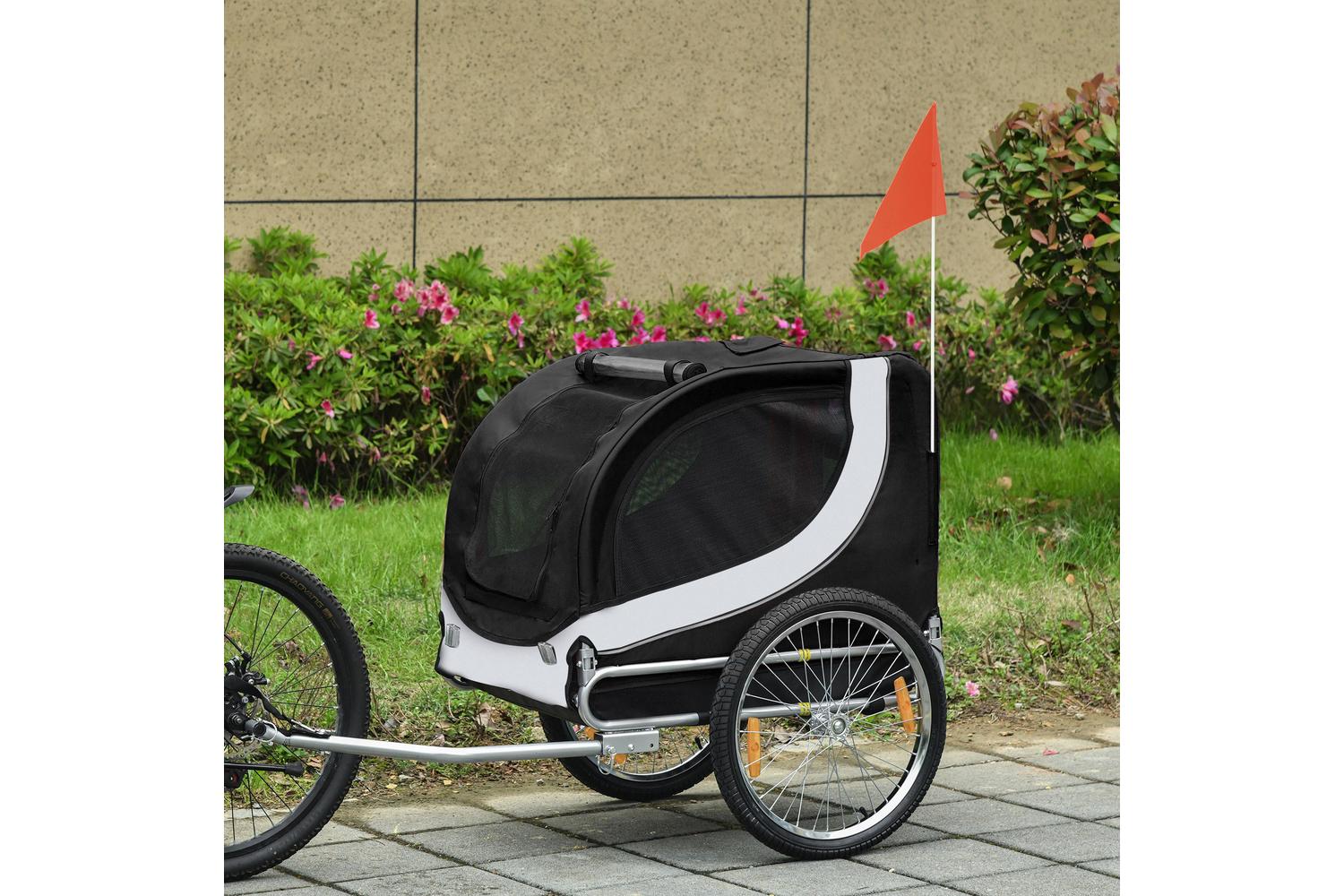 PawHut B4-0003-029 Folding Dog Bike Trailer Pet Bicycle | Black/White-7