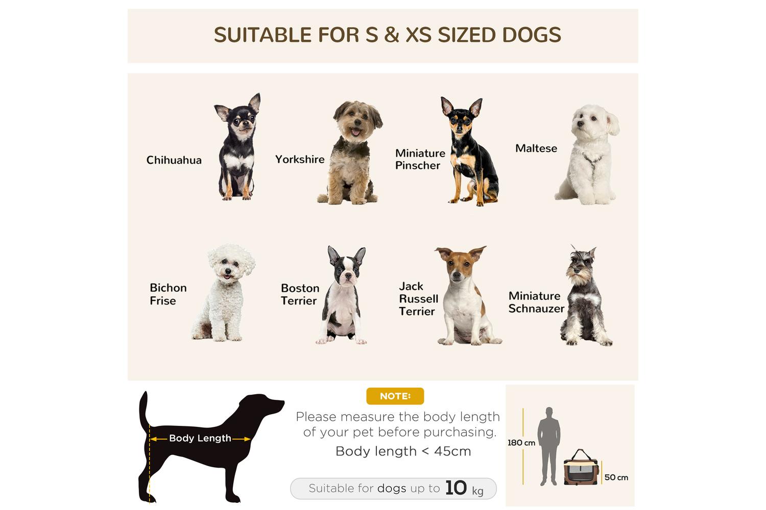 PawHut D00-153V02BN Small Dog Travel Carrier | Brown | Medium-4