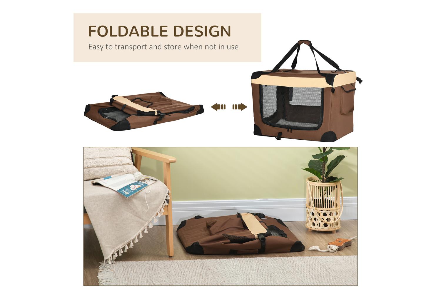 PawHut D00-153V02BN Small Dog Travel Carrier | Brown | Medium-6