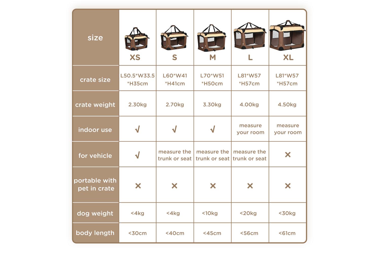 PawHut D00-153V03BN Medium Dog Travel Carrier | Brown | Large-3