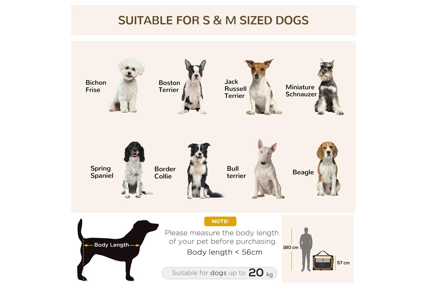 PawHut D00-153V03BN Medium Dog Travel Carrier | Brown | Large-4