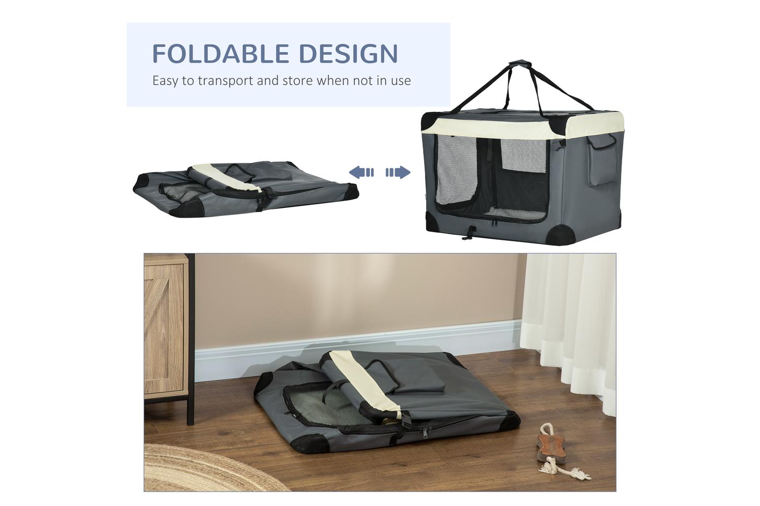 PawHut D00-153V03GY Medium Dog Travel Carrier | Grey | Large-5