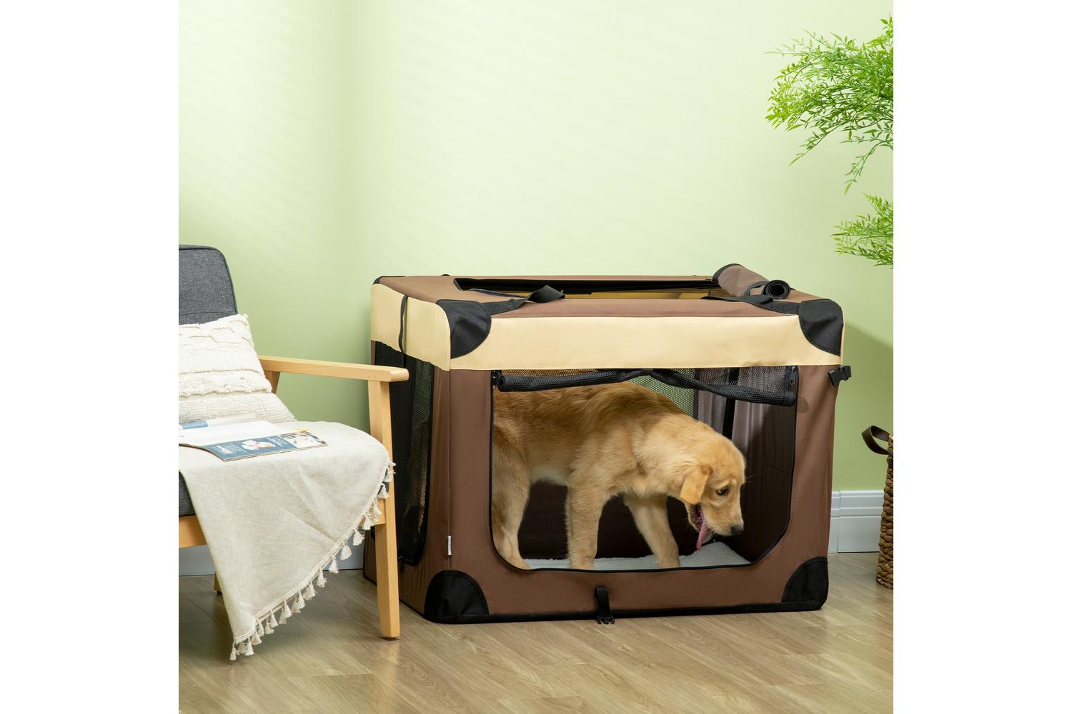 PawHut D00-153V04BN Medium Dog Travel Carrier | Brown | Extra Large