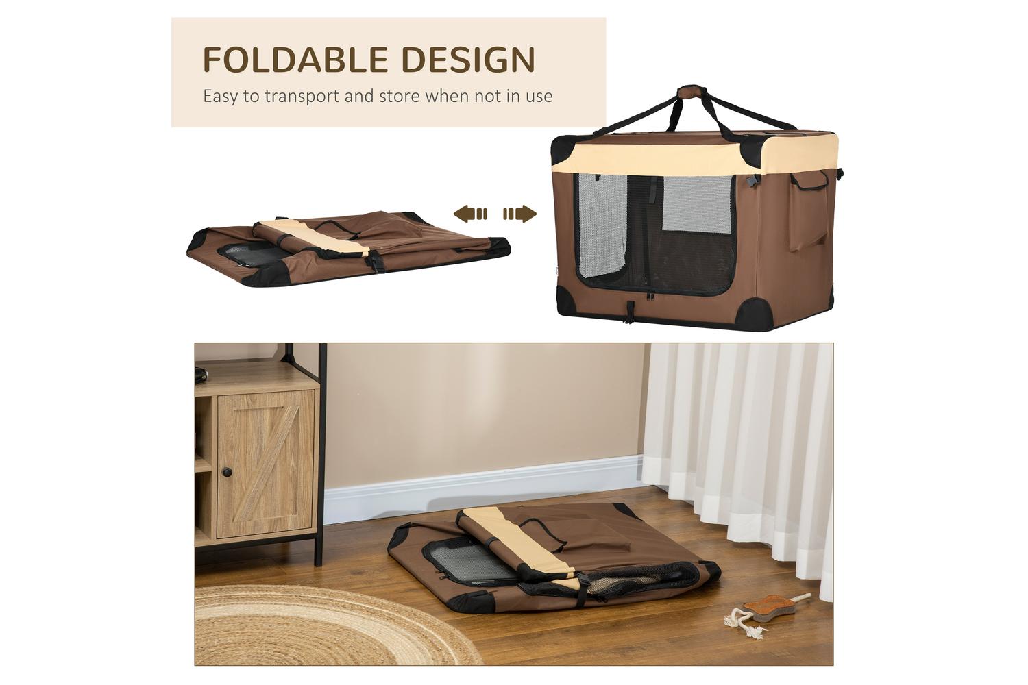 PawHut D00-153V04BN Medium Dog Travel Carrier | Brown | Extra Large-6