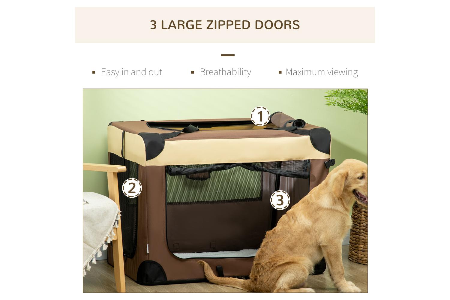 PawHut D00-153V04BN Medium Dog Travel Carrier | Brown | Extra Large-7