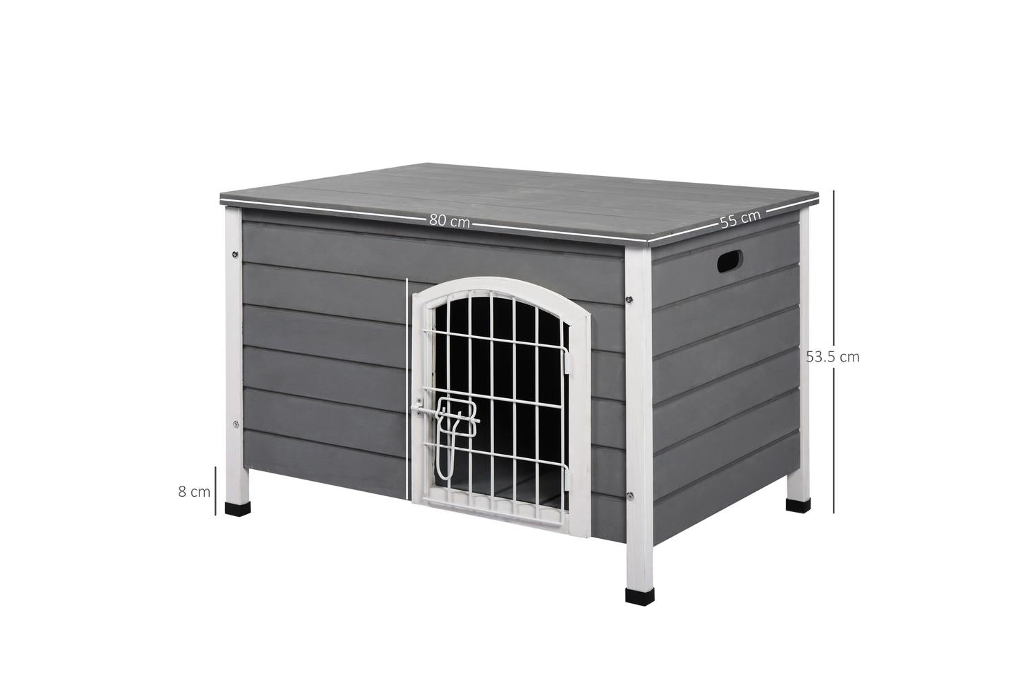 PawHut D02-044 Wooden Dog Crate Kennel | Grey-2