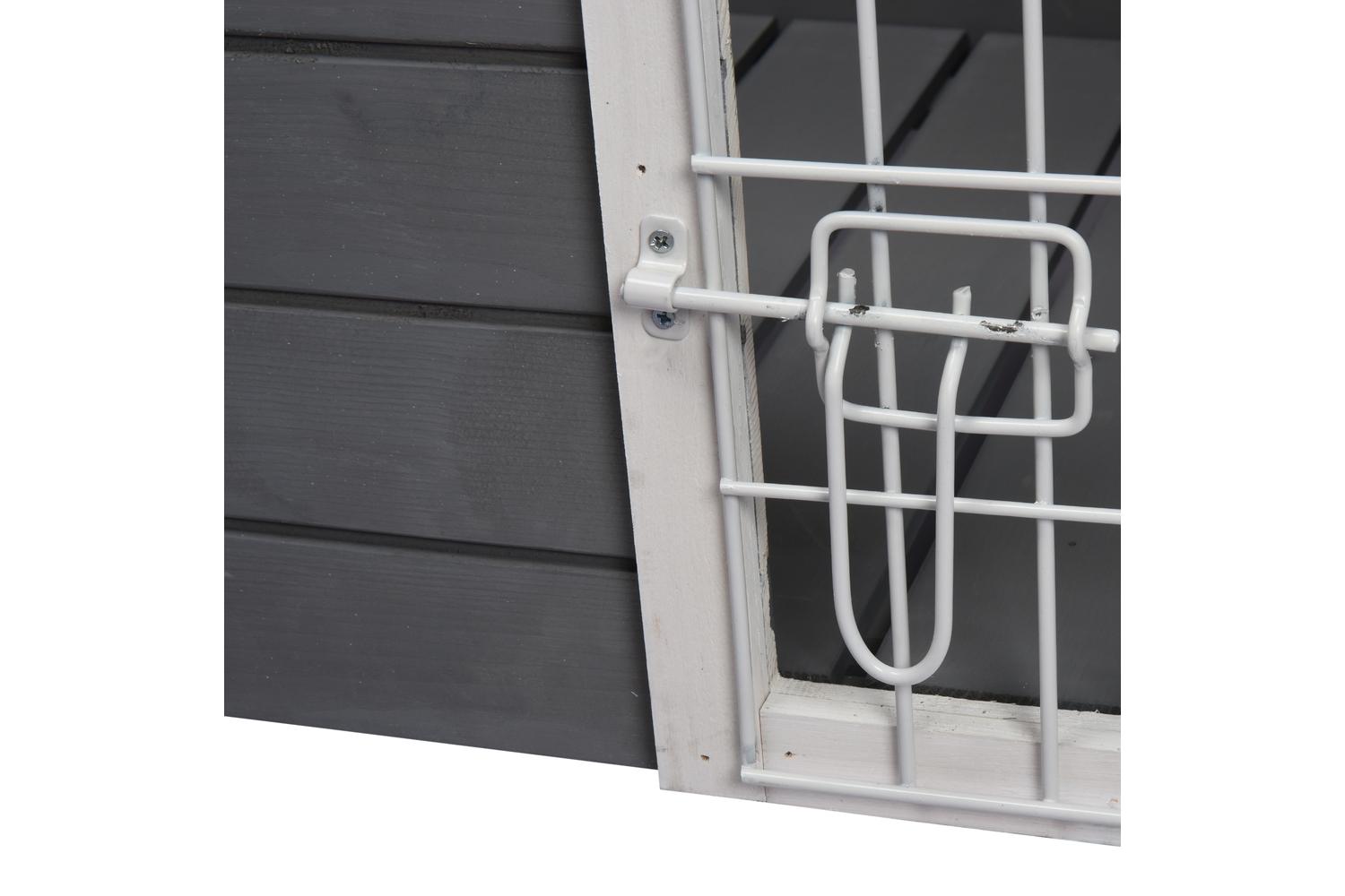 PawHut D02-044 Wooden Dog Crate Kennel | Grey-8