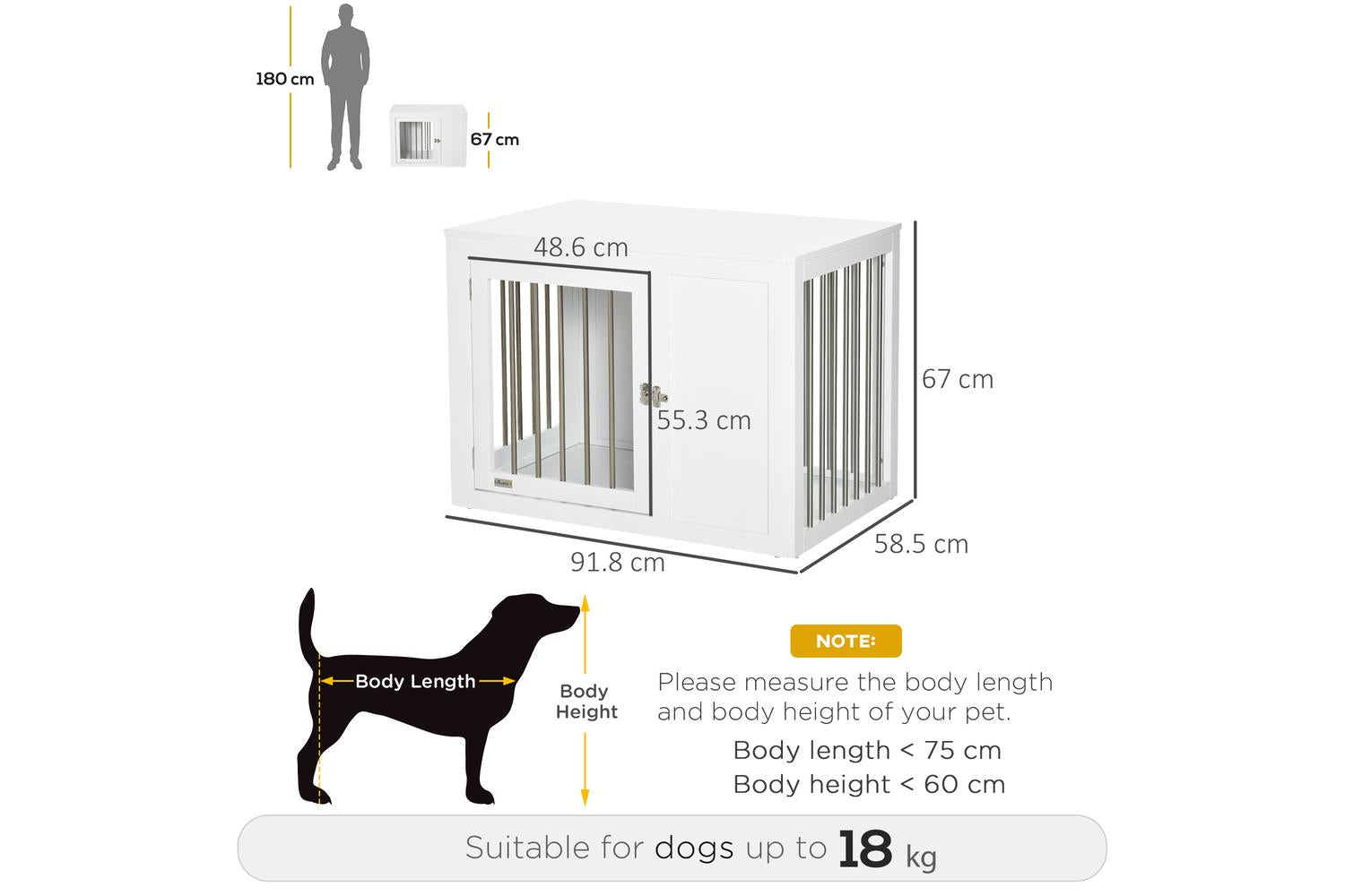 PawHut D02-082WT Two-In-One Dog Cage for Medium Dogs | White-2
