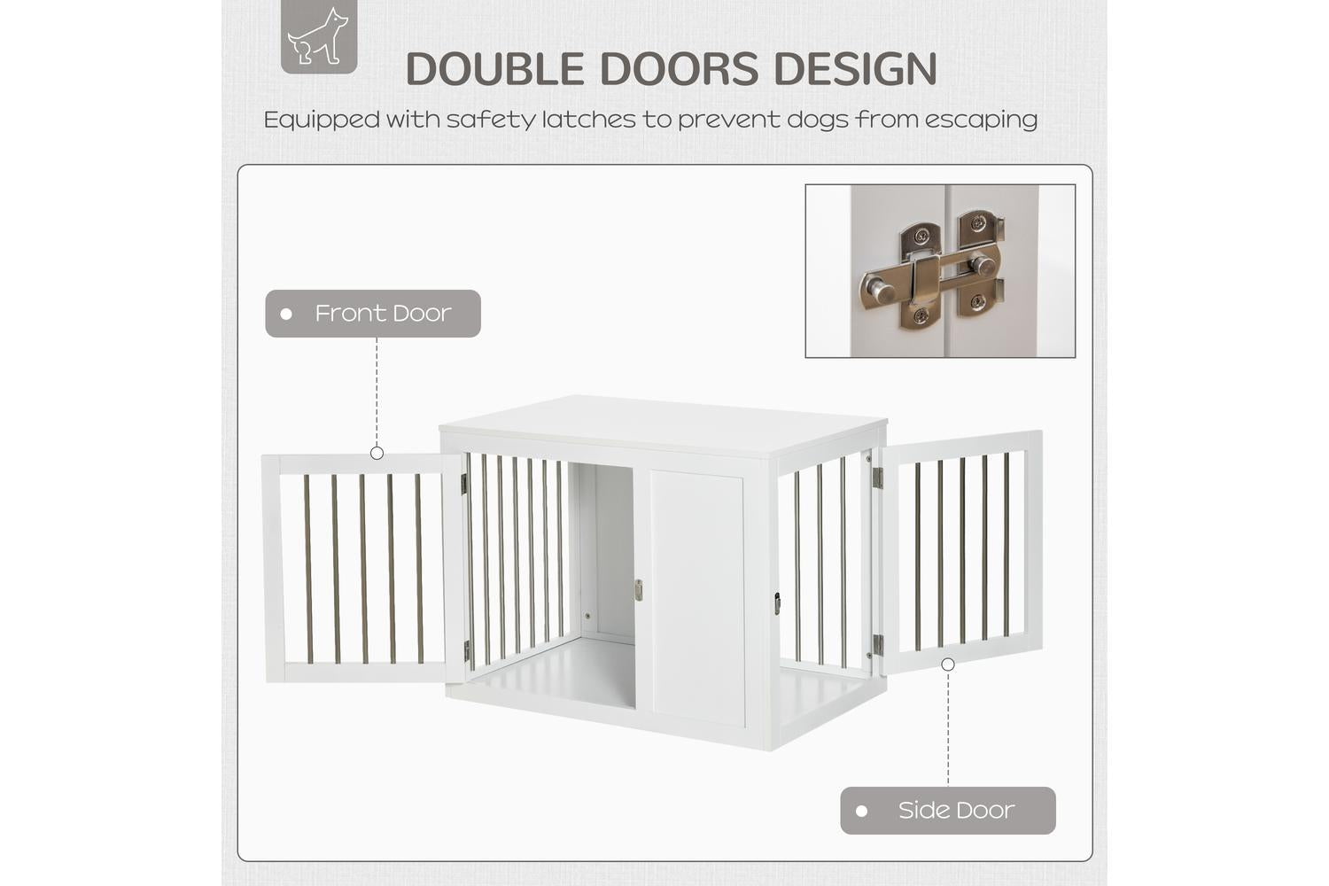 PawHut D02-082WT Two-In-One Dog Cage for Medium Dogs | White-4