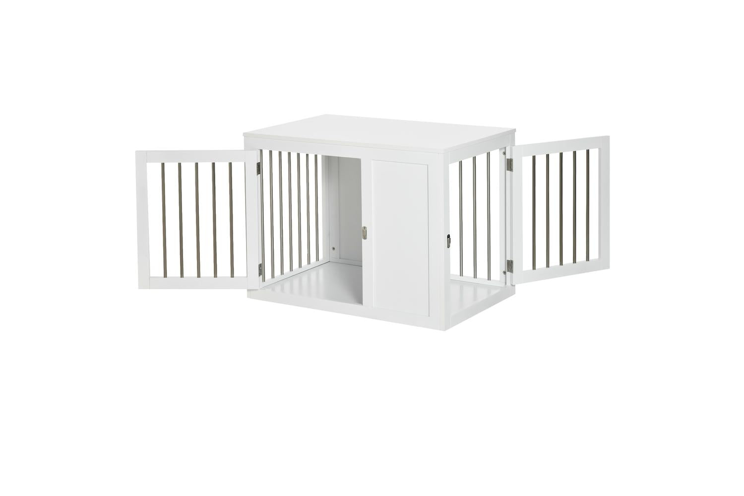 PawHut D02-082WT Two-In-One Dog Cage for Medium Dogs | White-7