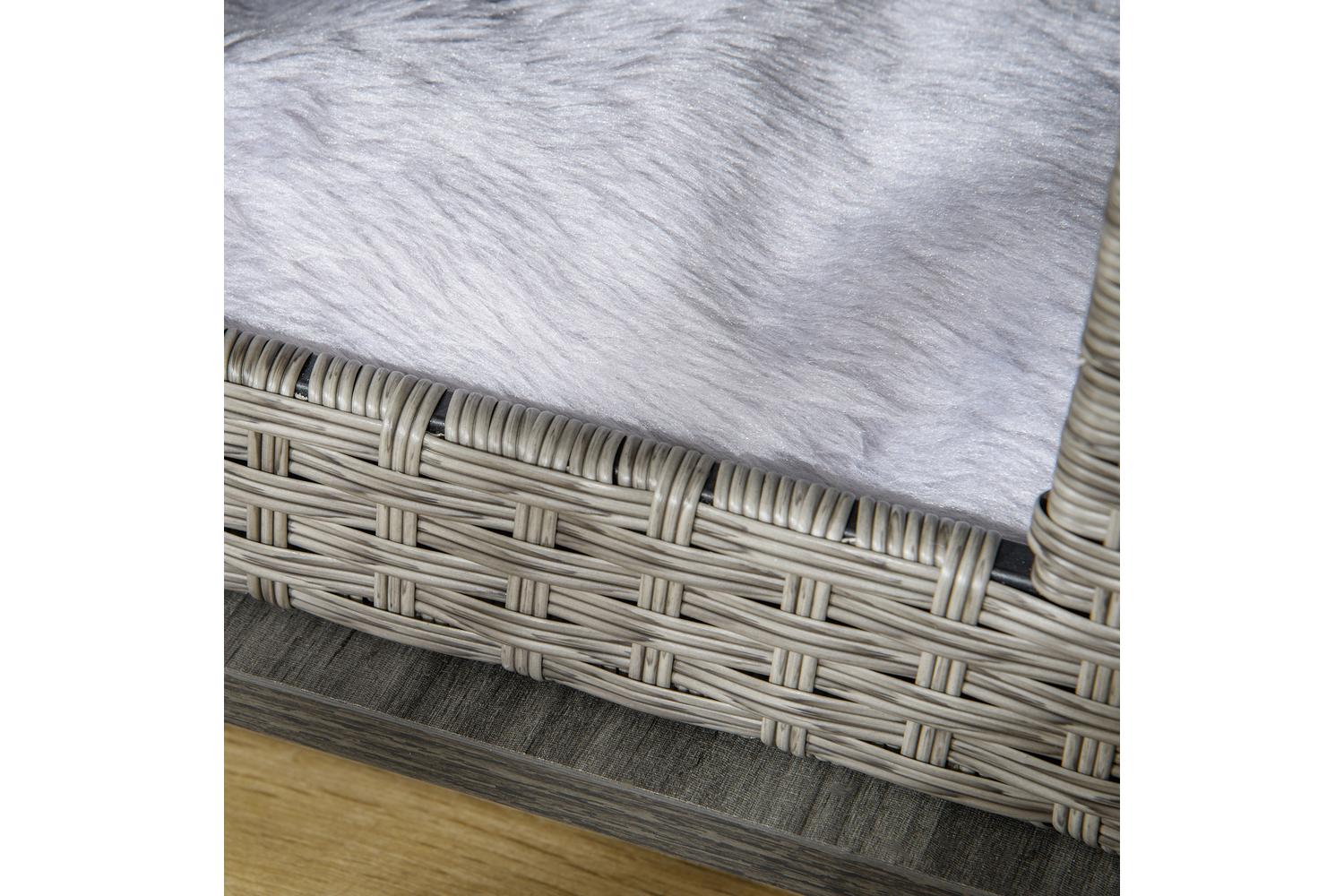 PawHut D02-107V70GY Wicker Dog House with Rattan Pet Bed | Grey-7