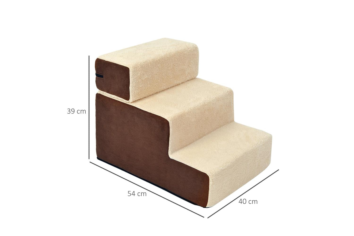 PawHut D06-004 Domestic Pets Deluxe Sponge 3-Step Staircase | Beige-2