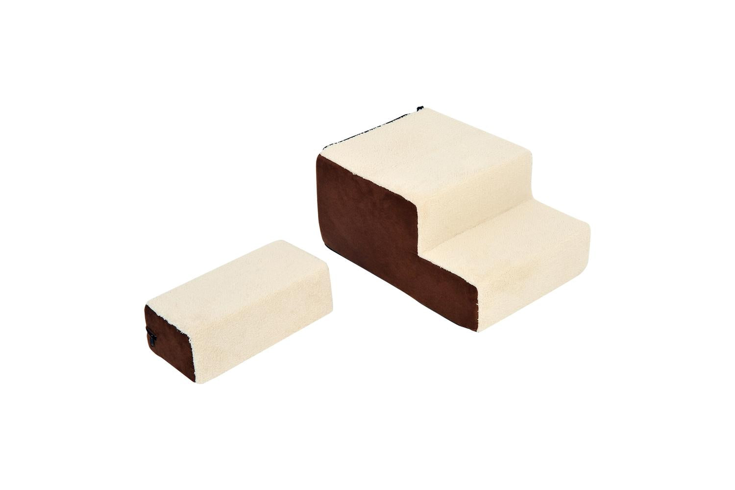 PawHut D06-004 Domestic Pets Deluxe Sponge 3-Step Staircase | Beige-7