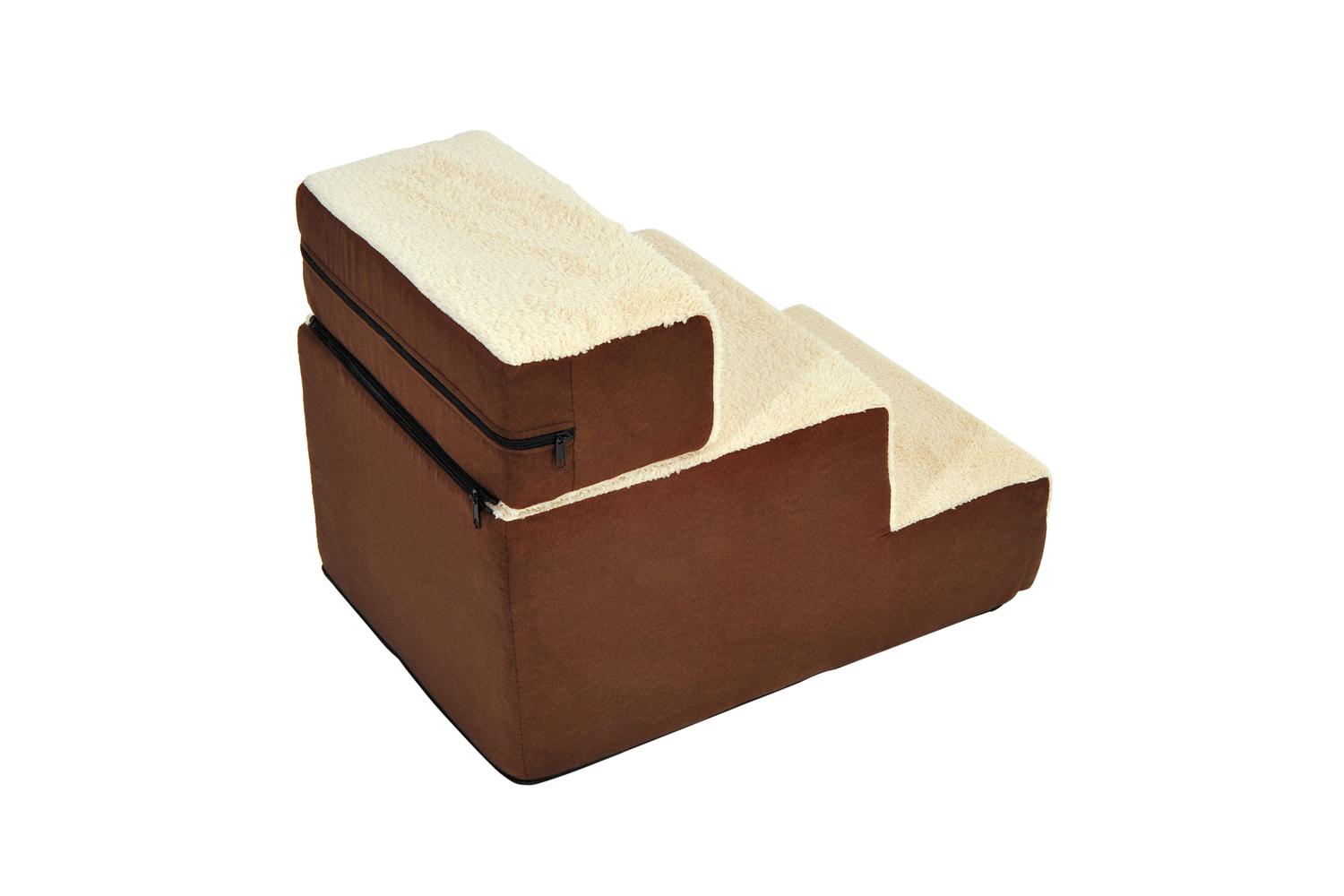 PawHut D06-004 Domestic Pets Deluxe Sponge 3-Step Staircase | Beige-8