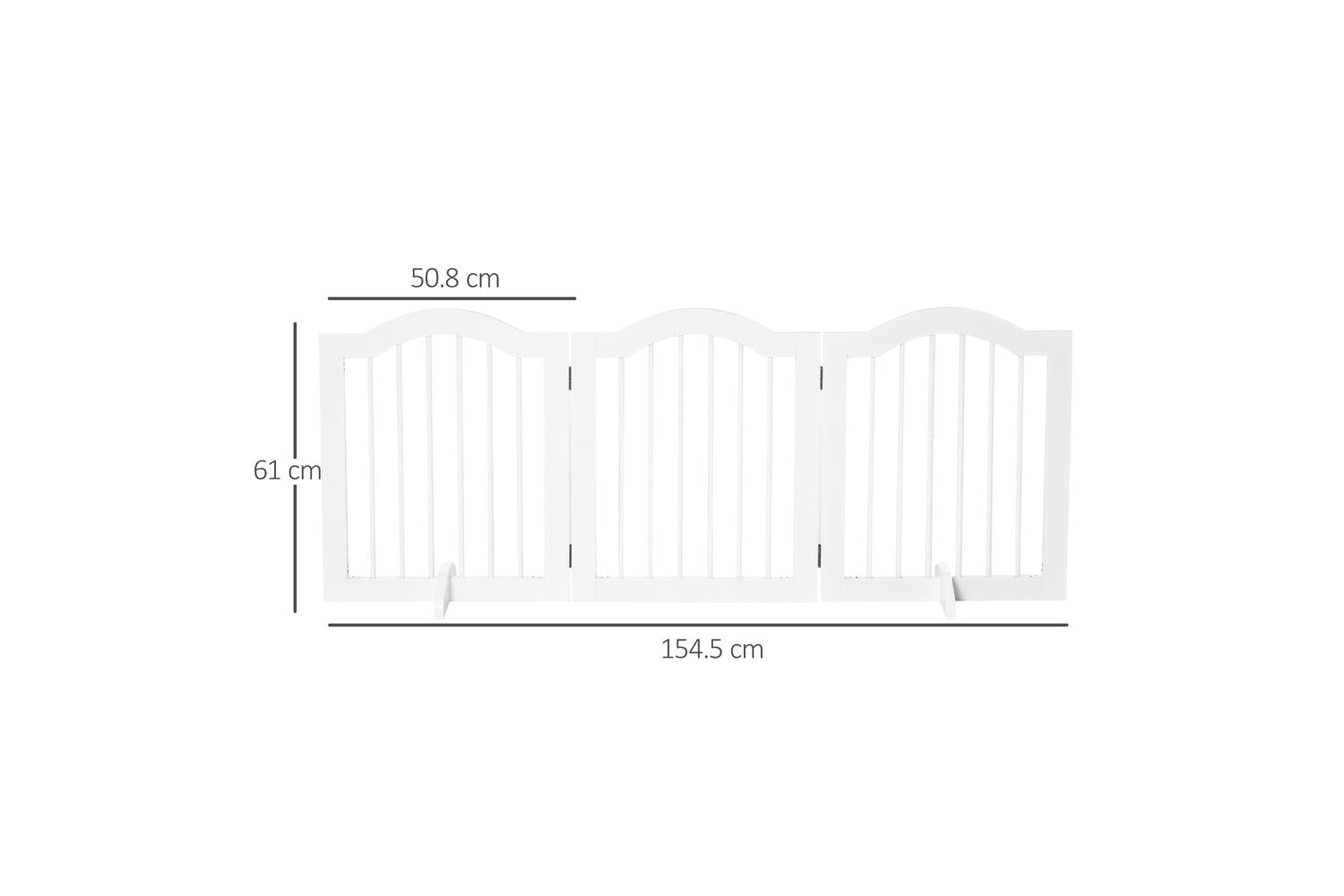 PawHut D06-048V01WT Freestanding Wood 3 Panels Dog Gate | White-2