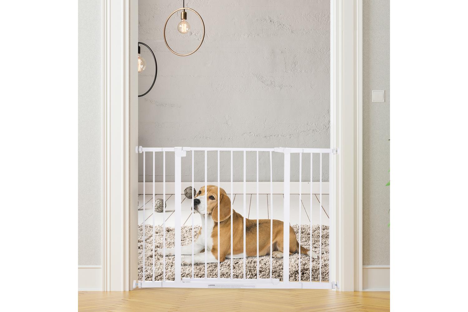PawHut D06-058 Pressure Fitted Dog Safety Gate | White