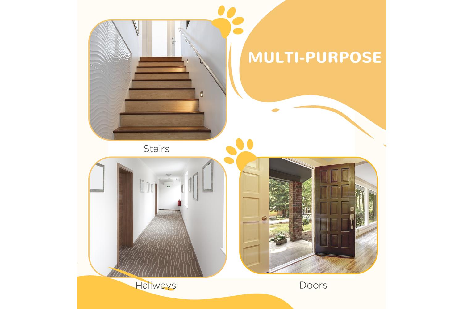 PawHut D06-058 Pressure Fitted Dog Safety Gate | White-3