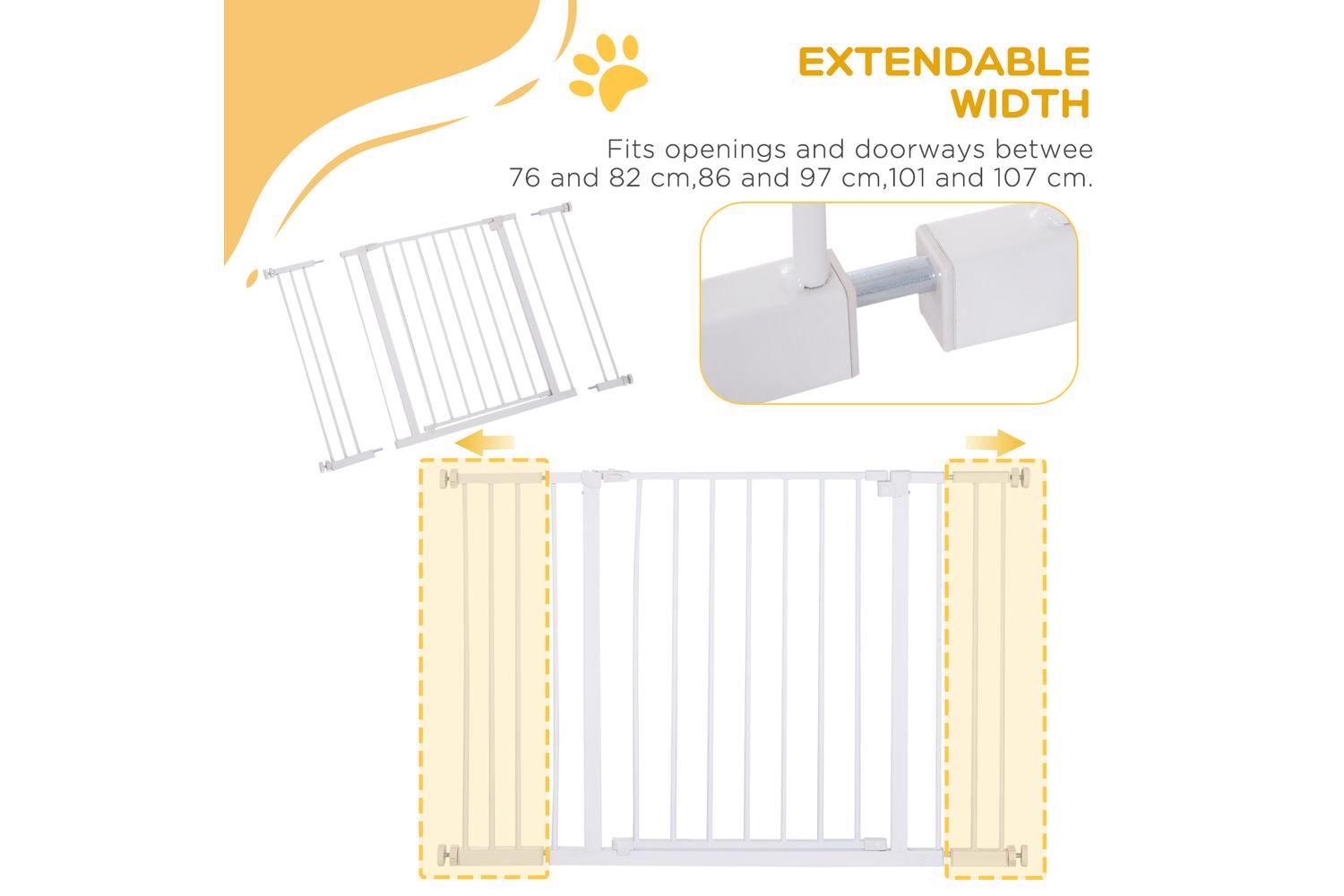 PawHut D06-058 Pressure Fitted Dog Safety Gate | White-4