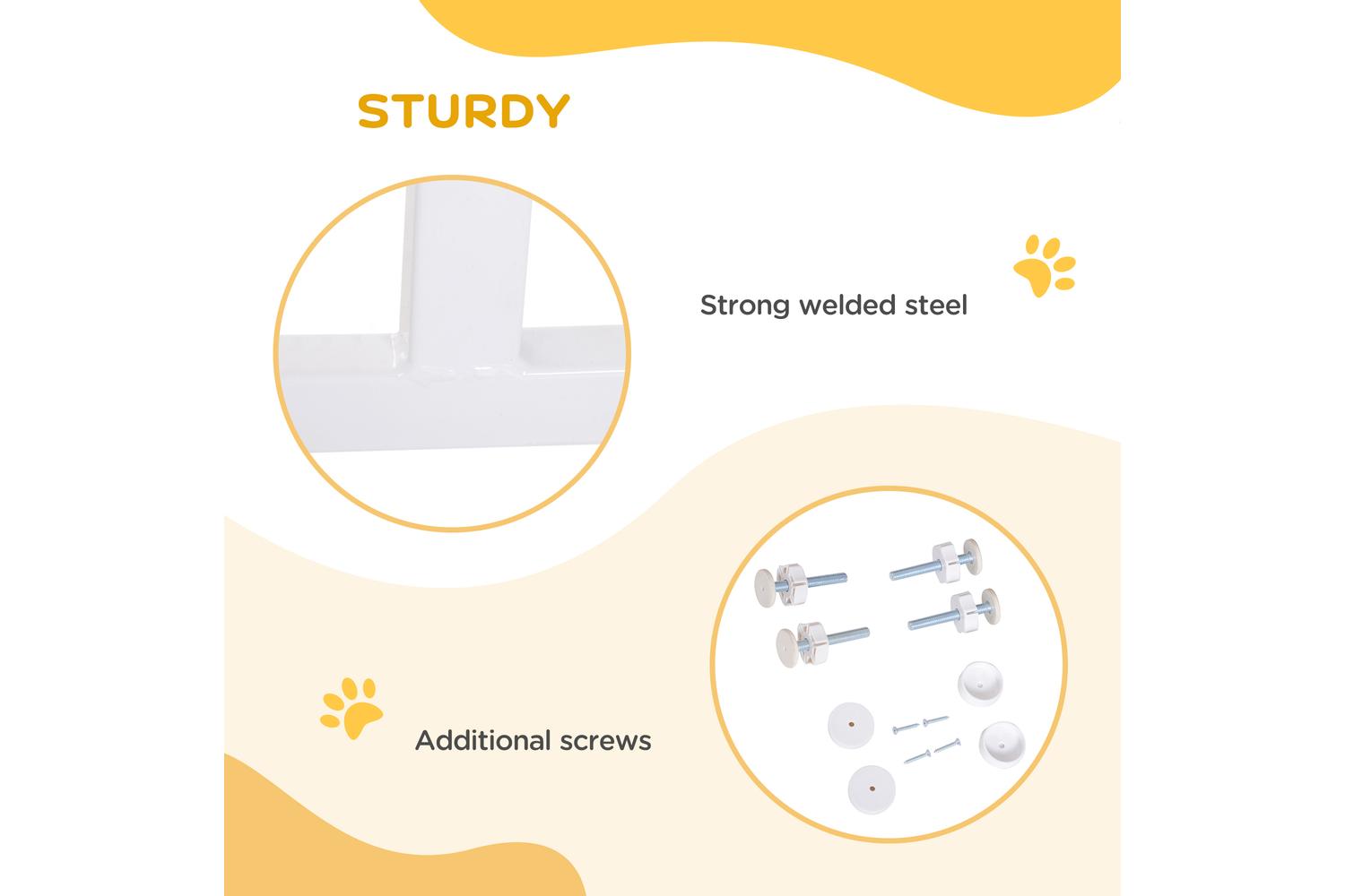PawHut D06-058 Pressure Fitted Dog Safety Gate | White-5