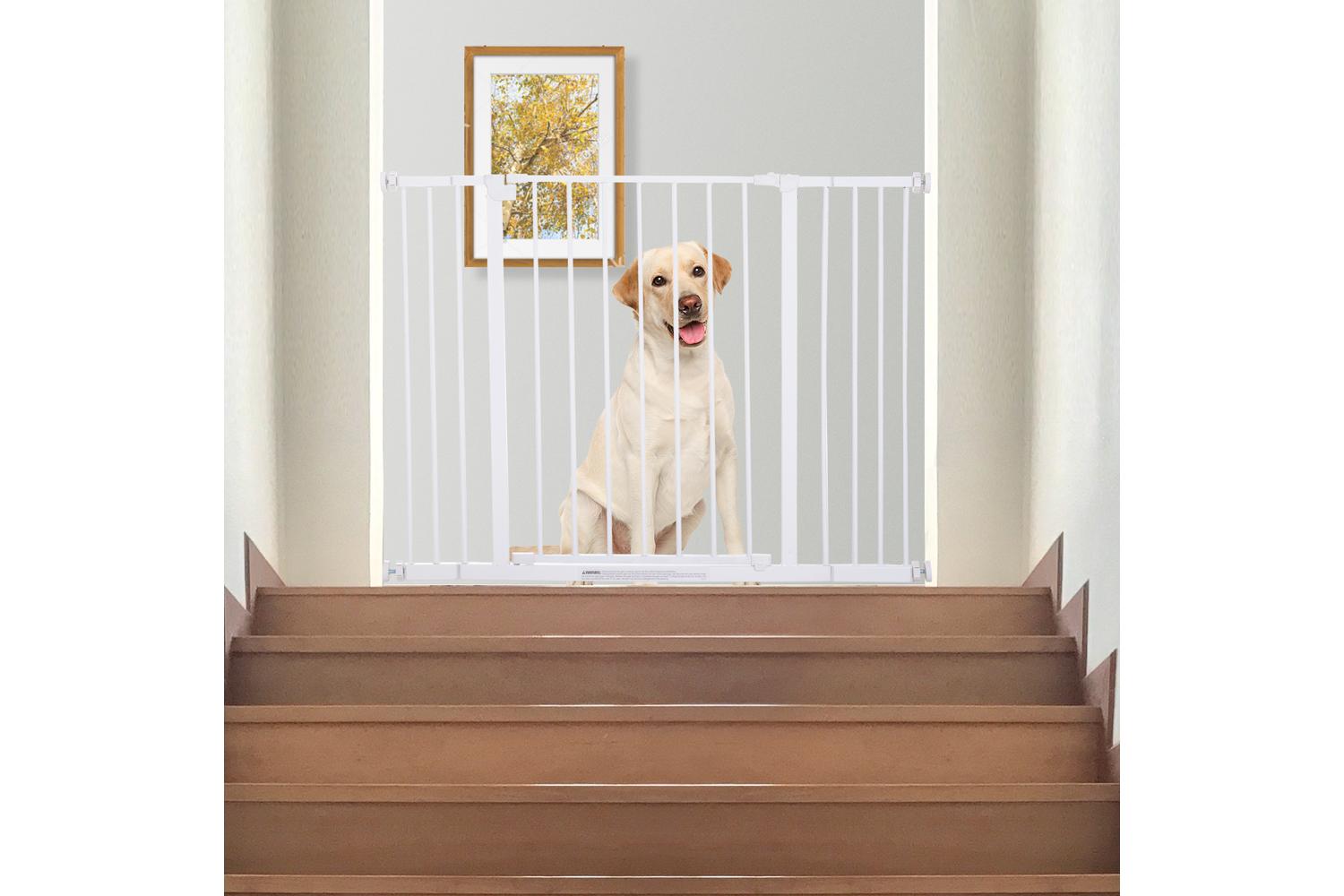 PawHut D06-058 Pressure Fitted Dog Safety Gate | White-6