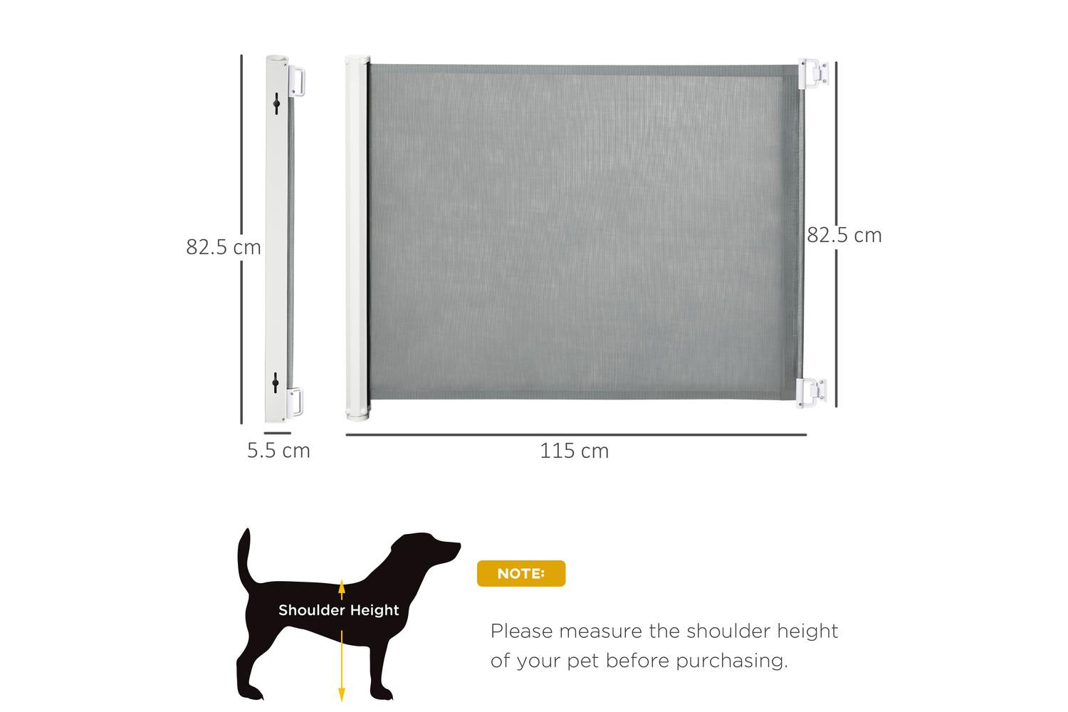 Pawhut D06-071V01 Dog Retractable Safety Gate | Grey-2