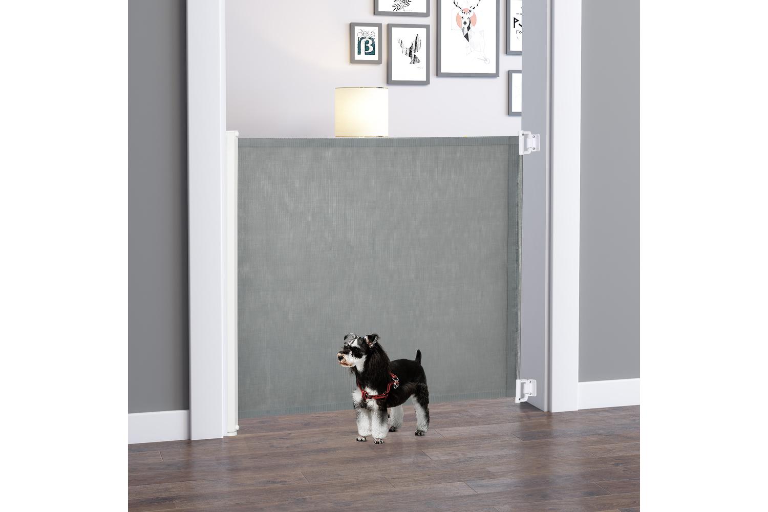 Pawhut D06-071V01 Dog Retractable Safety Gate | Grey-9
