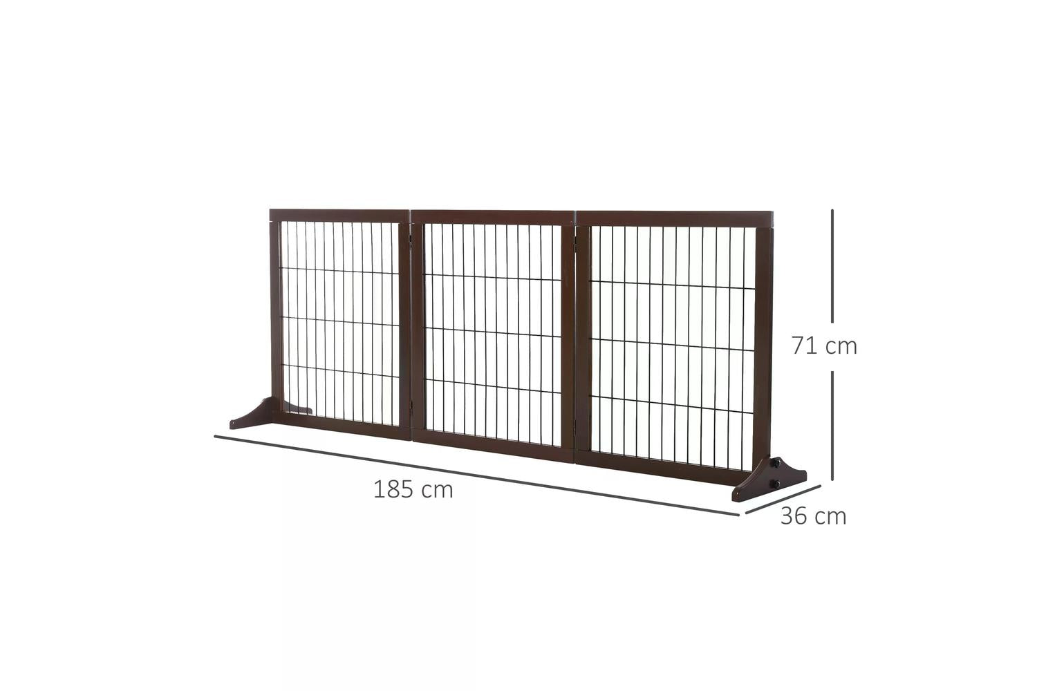 Pawhut D06-080 Indoor Foldable 3 Panel Dog Safety Gate | Brown-2
