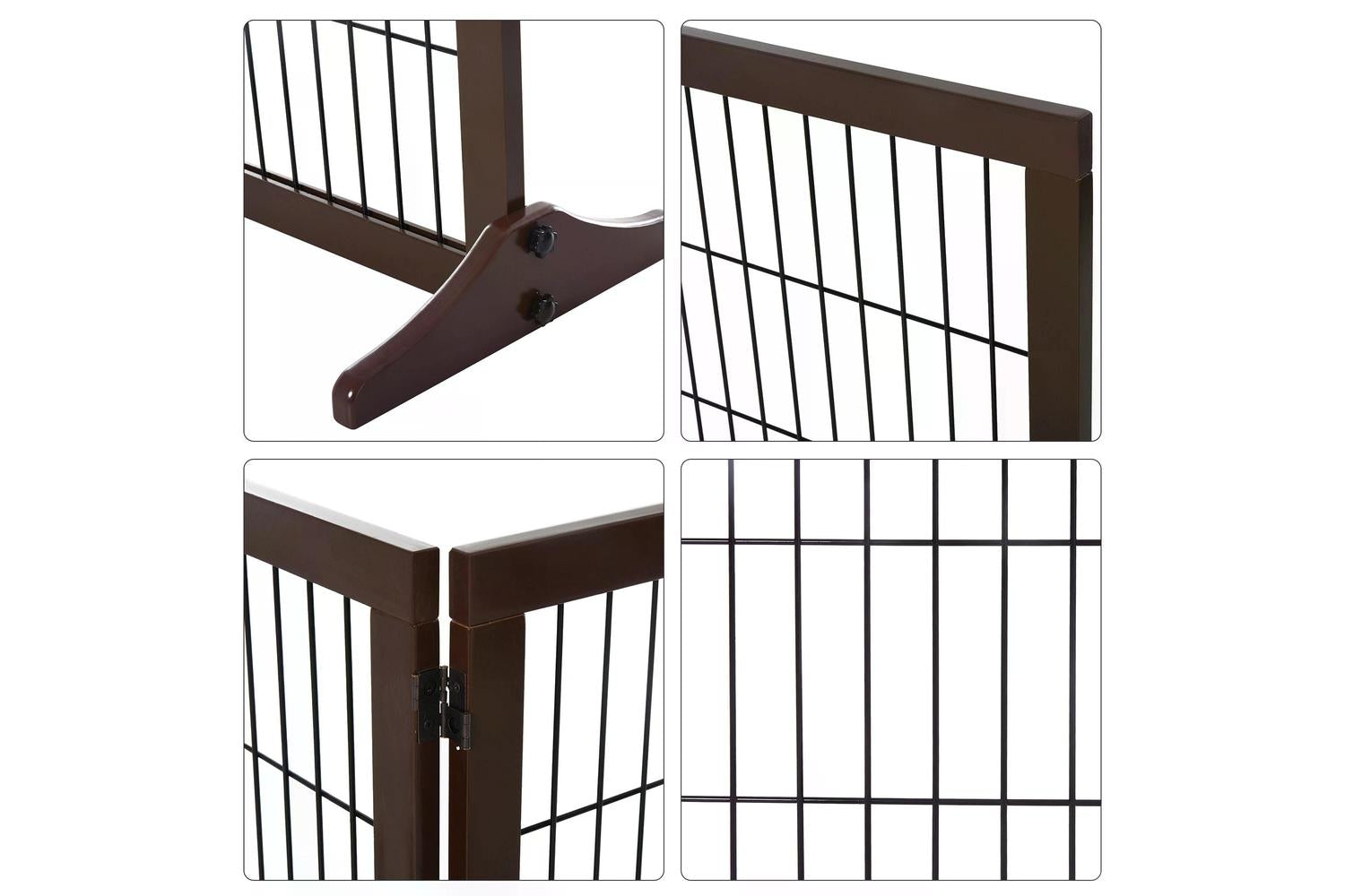 Pawhut D06-080 Indoor Foldable 3 Panel Dog Safety Gate | Brown-5