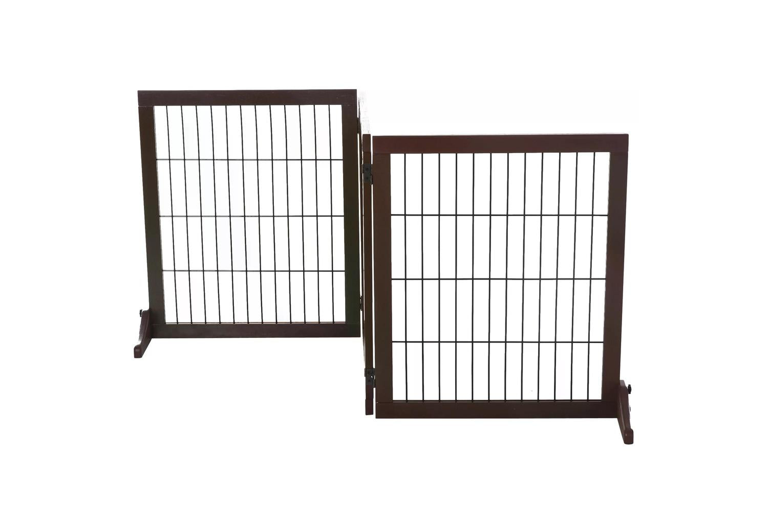Pawhut D06-080 Indoor Foldable 3 Panel Dog Safety Gate | Brown-9