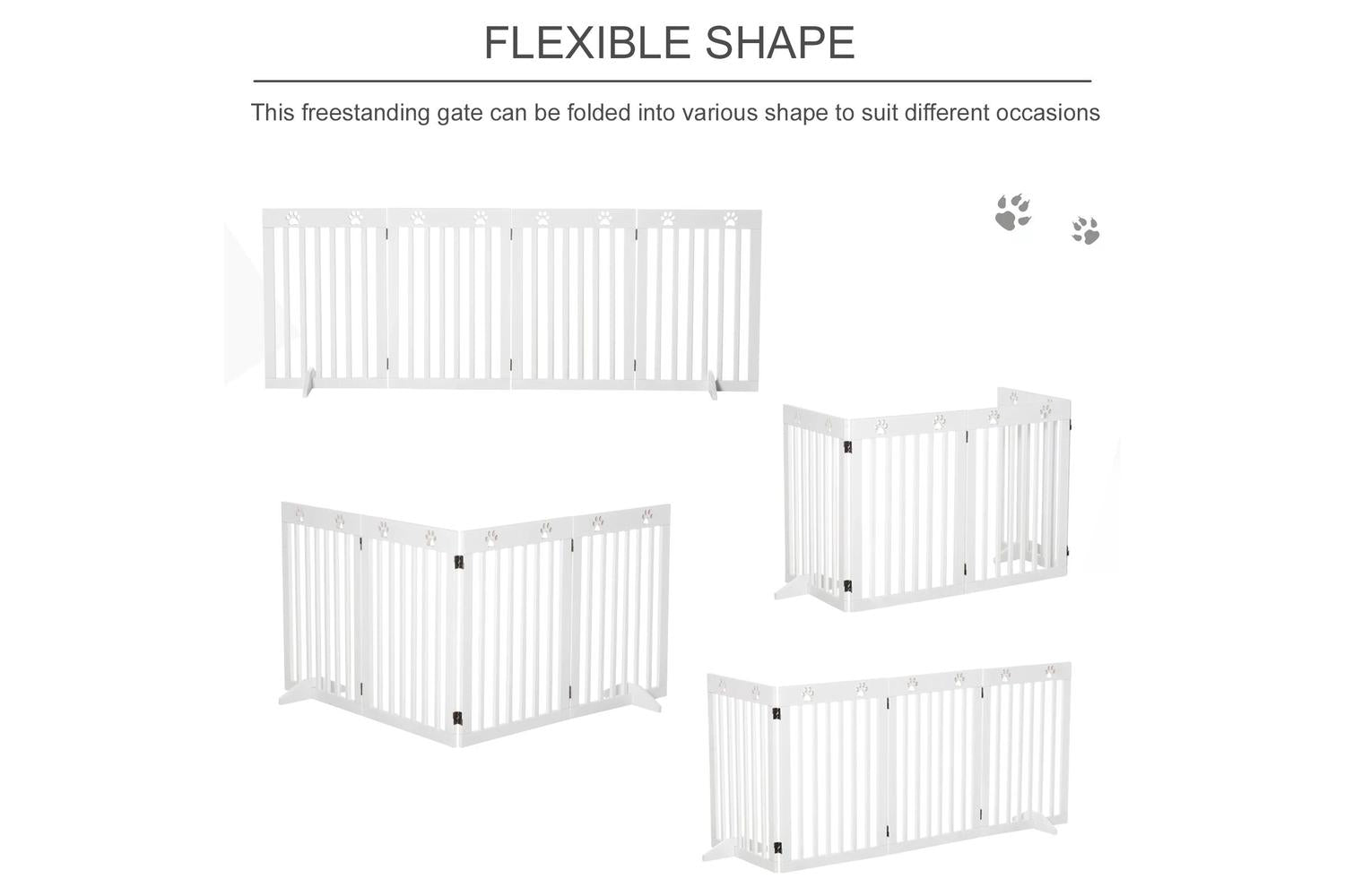 Pawhut D06-085 Foldable Freestanding Dog Safety Barrier with Support Feet | White-5