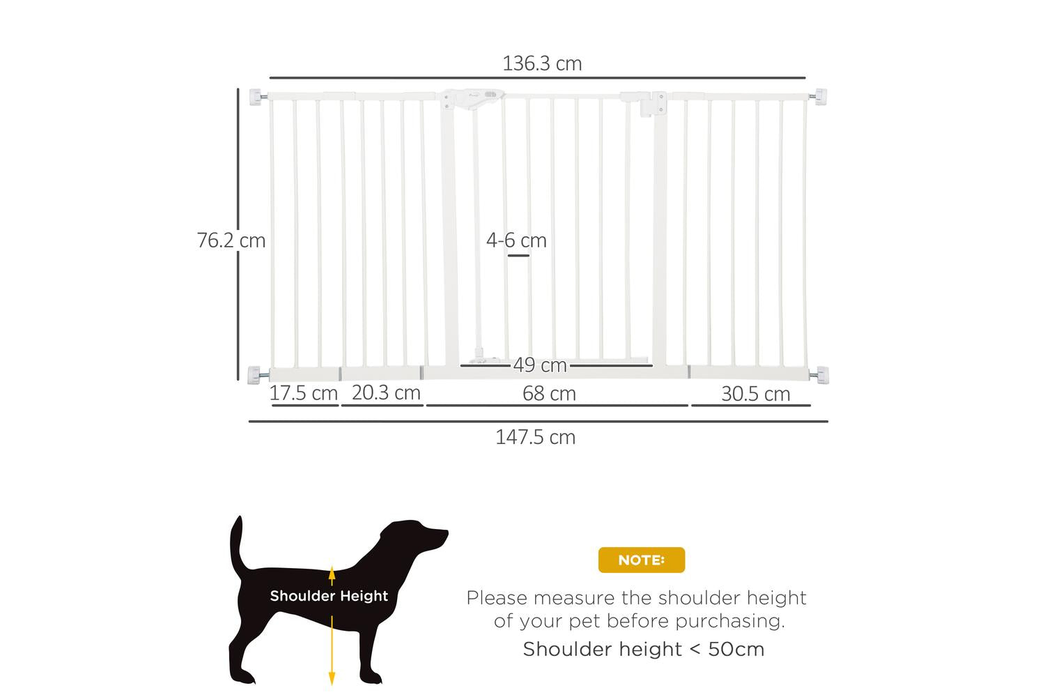 PawHut D06-096WT Pressure Fit Adjustable Pets Barrier | White-2