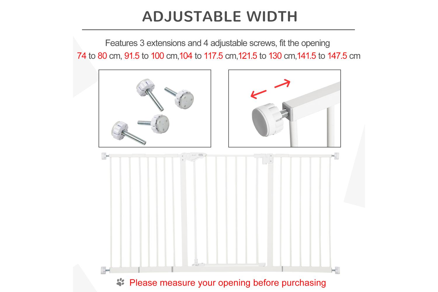 PawHut D06-096WT Pressure Fit Adjustable Pets Barrier | White-6