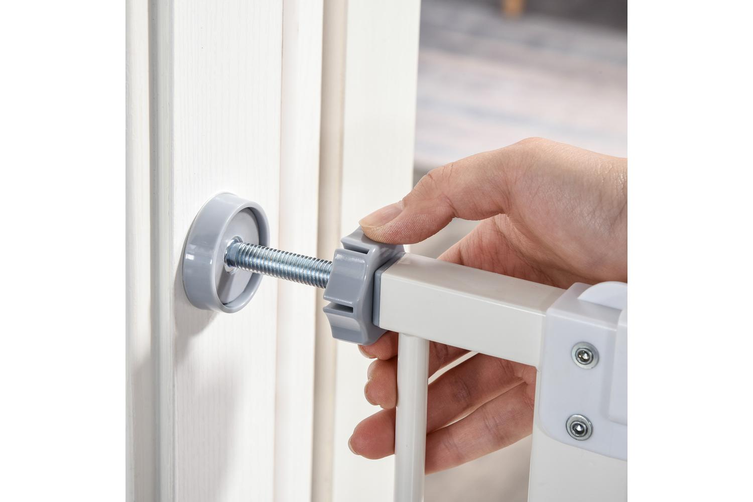 PawHut D06-097 Pressure Fitted Pet Safety Gate with Auto Close Double Lock | White-9