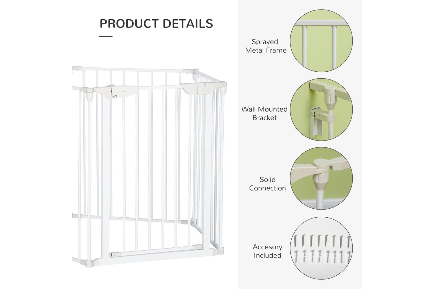 PawHut D06-100WT 5-Panel Pet Playpen with Walk Through Door Automatically Close Lock | White-6