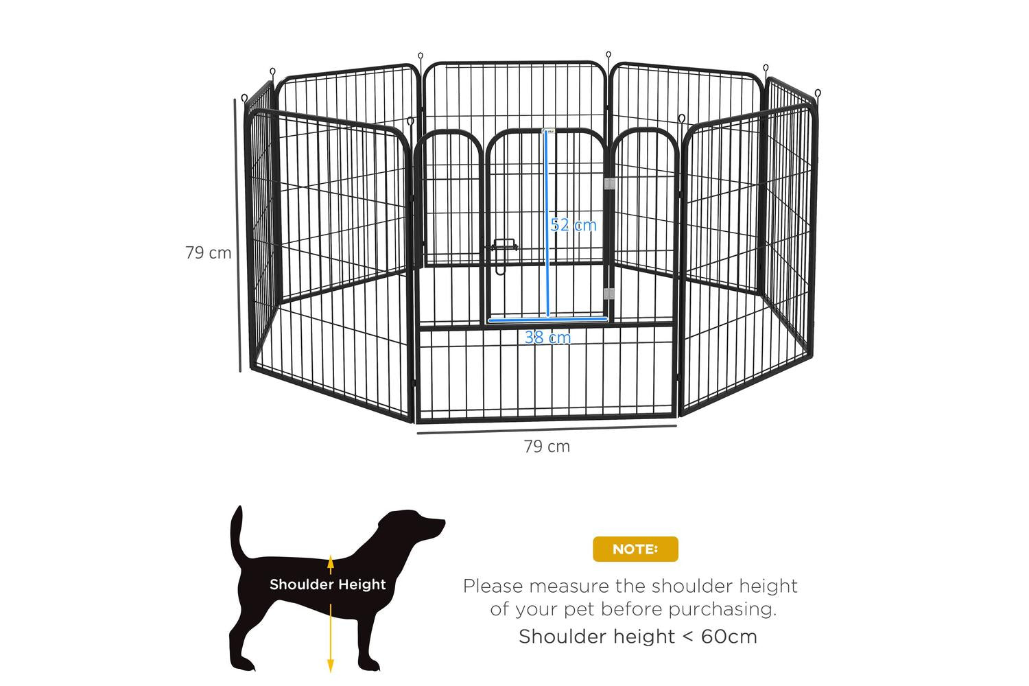 PawHut D06-107 4 Sizes Dog Rabbit Puppy Folding Cage | Black-2