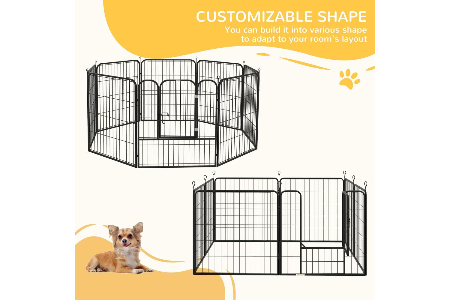 PawHut D06-107 4 Sizes Dog Rabbit Puppy Folding Cage | Black-3