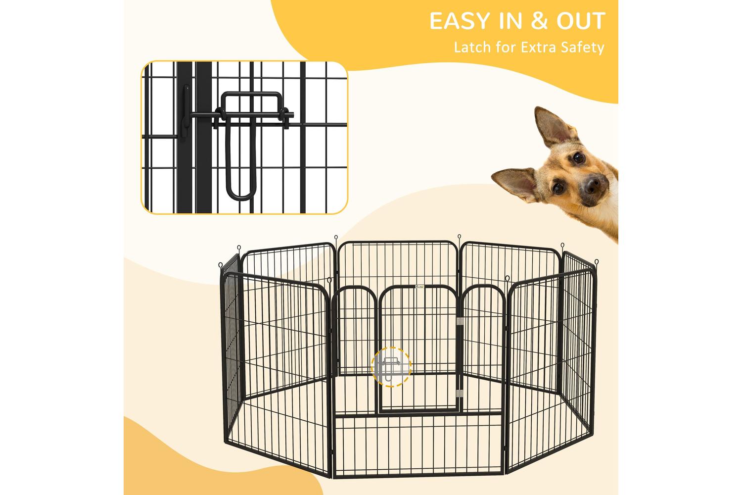 PawHut D06-107 4 Sizes Dog Rabbit Puppy Folding Cage | Black-5